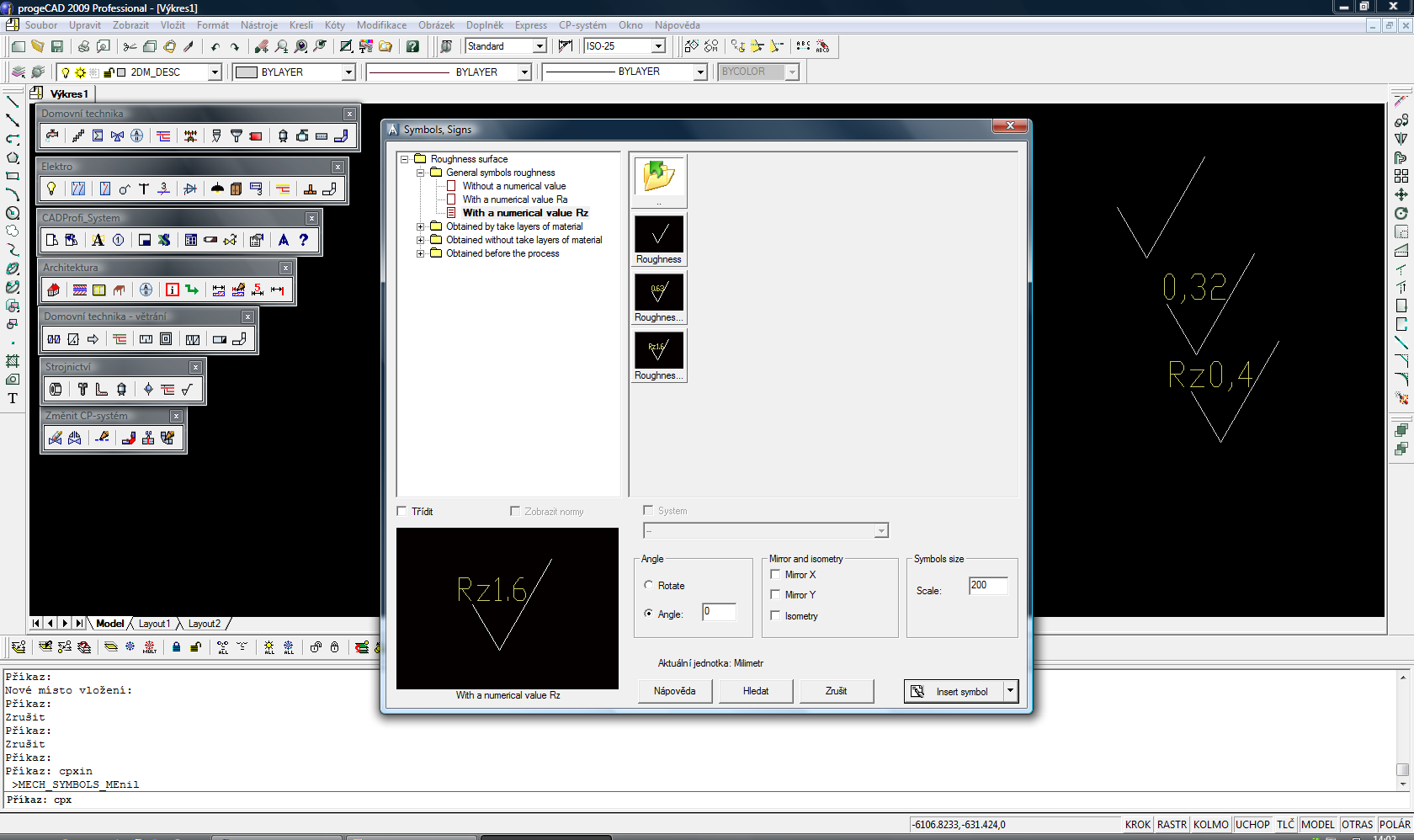 CADprofi Mechanical - nadstavba pro progeCAD a AutoCAD. screenshot